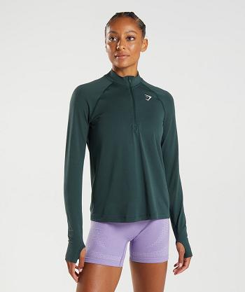 Dámské Accessories Gymshark Vital Seamless 1/2 Zip Zelene | CZ 3789FDN